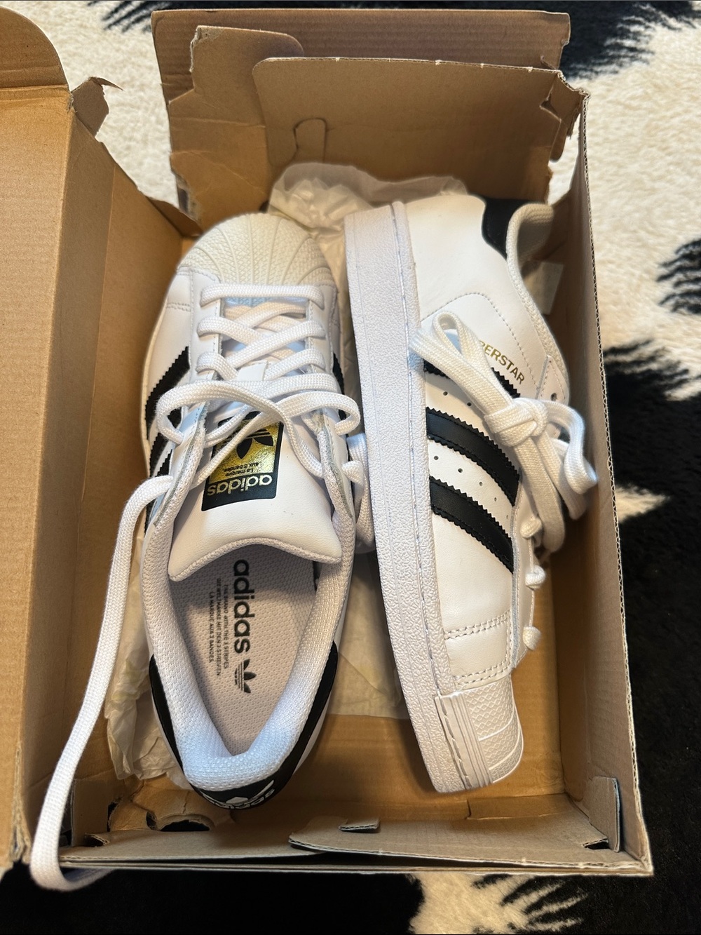 adidas Kids White & Black Superstar Sneakers - Classic Shell Toe
